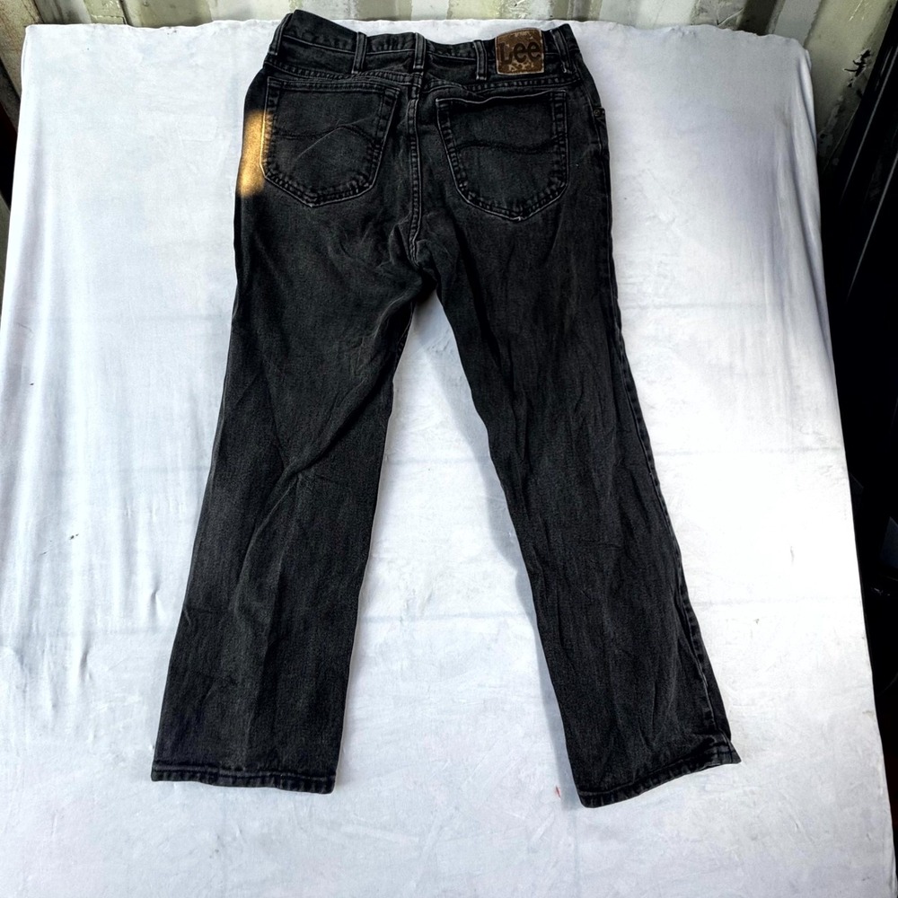 Lee Jeans Mens 34x29 Black Faded Denim Cotton Regular Fit Travel Straight Leg
